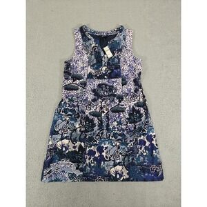 Maeve by Anthropologie Dress Womens 14 Sleeveless Pintuck‎ Blue Floral Side Zip